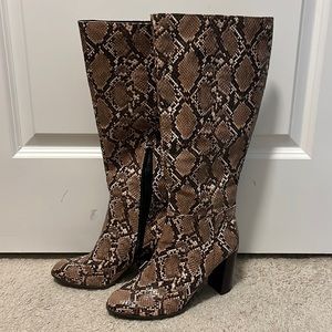 Target taupe Brandee snakeskin boots